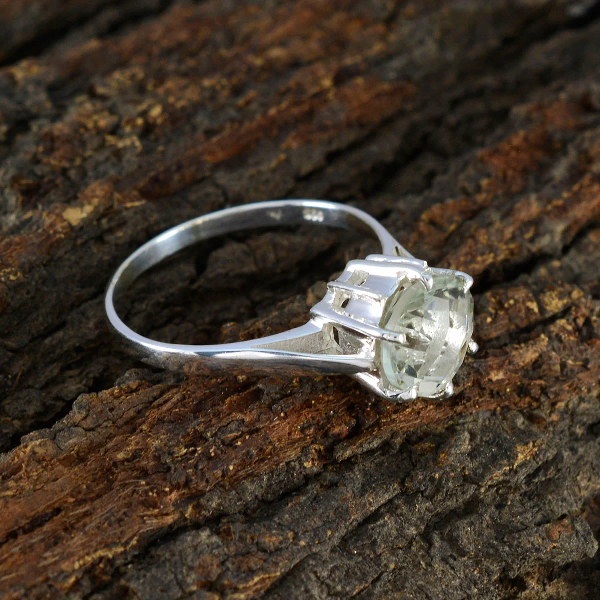 Green Amethyst Solitaire Egyptian Sterling Silver Green Gemstones Slim Fairytale Ring Jewellery - Image 4
