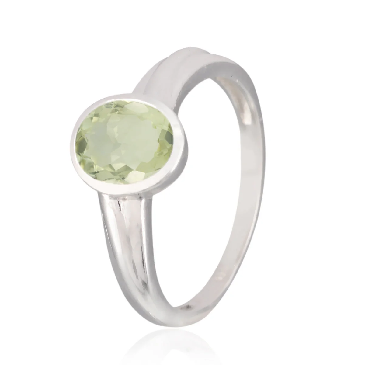 Green Amethyst Solitaire French 92.5 Silver Green Gems Slim Artisan Ring Jewelry - Image 2
