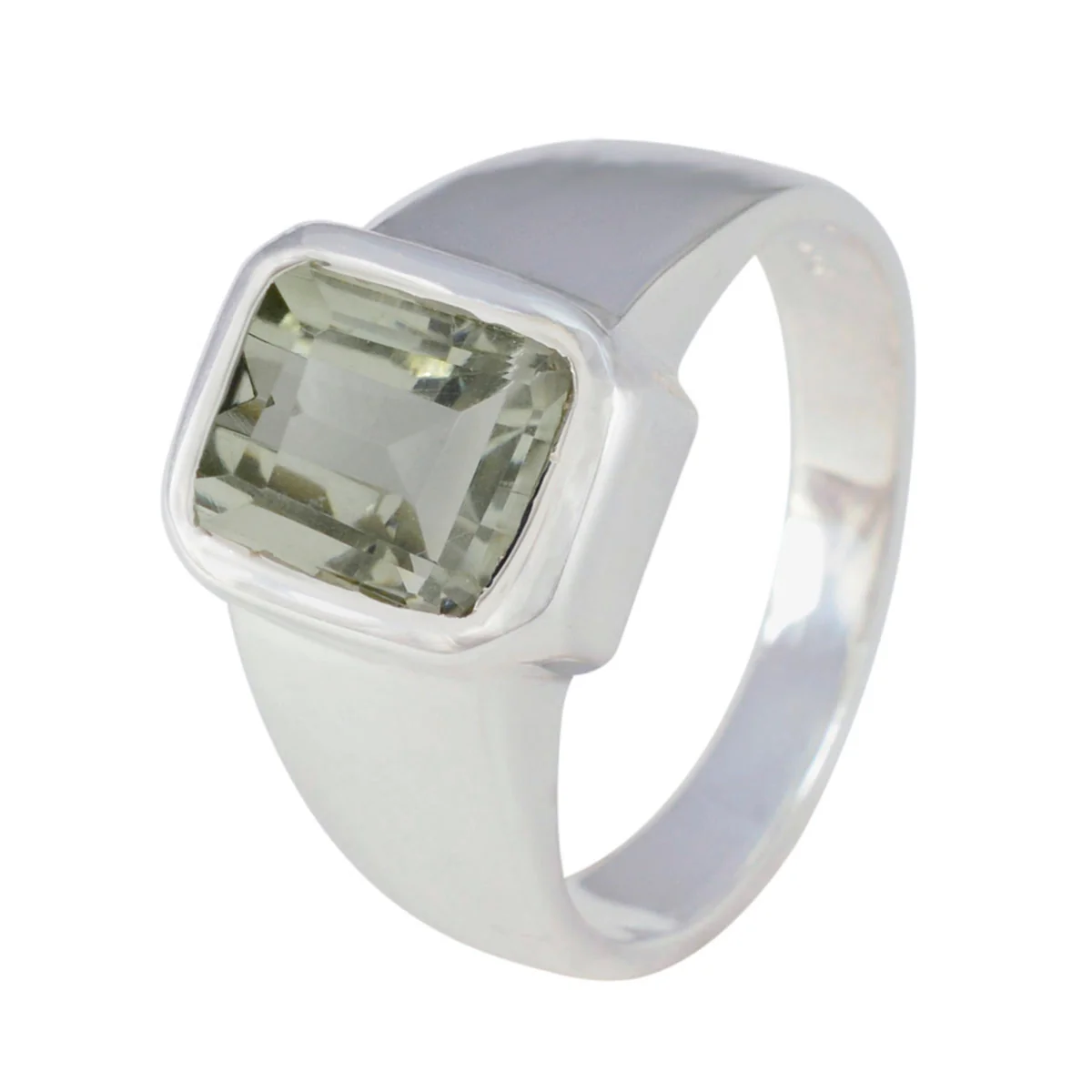 Green Amethyst Solitaire French 925 Silver Green Gems Eye-catching Contemporary Ring Jewellery - Image 2