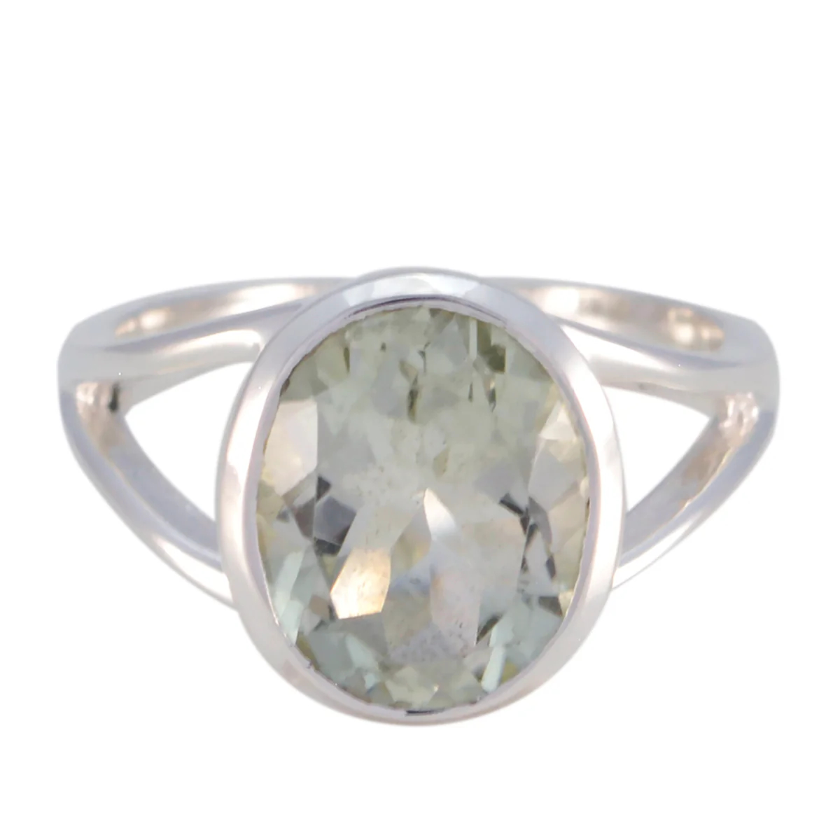 Green Amethyst Solitaire French Sterling Silver Green Gemstone Slim Cultural Ring Jewelry - Image 2