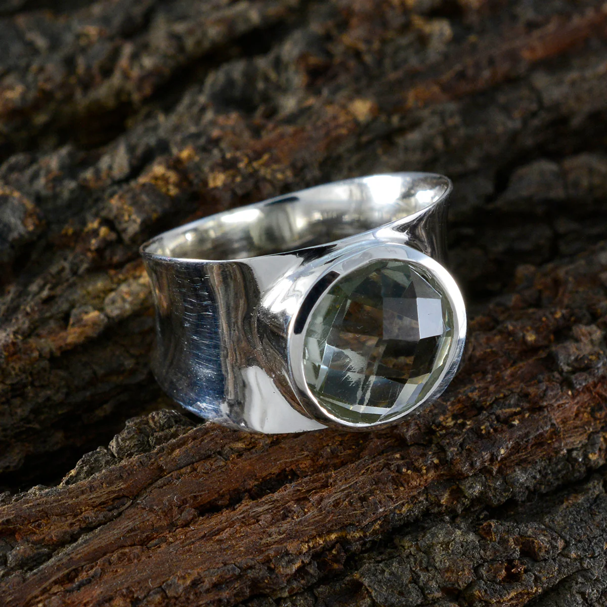 Green Amethyst Solitaire German 925 Silver Green Gems Edgy Armor Band Jewellery - Image 3