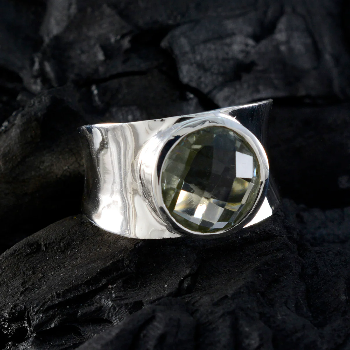 Green Amethyst Solitaire German 925 Silver Green Gems Edgy Armor Band Jewellery - Image 4