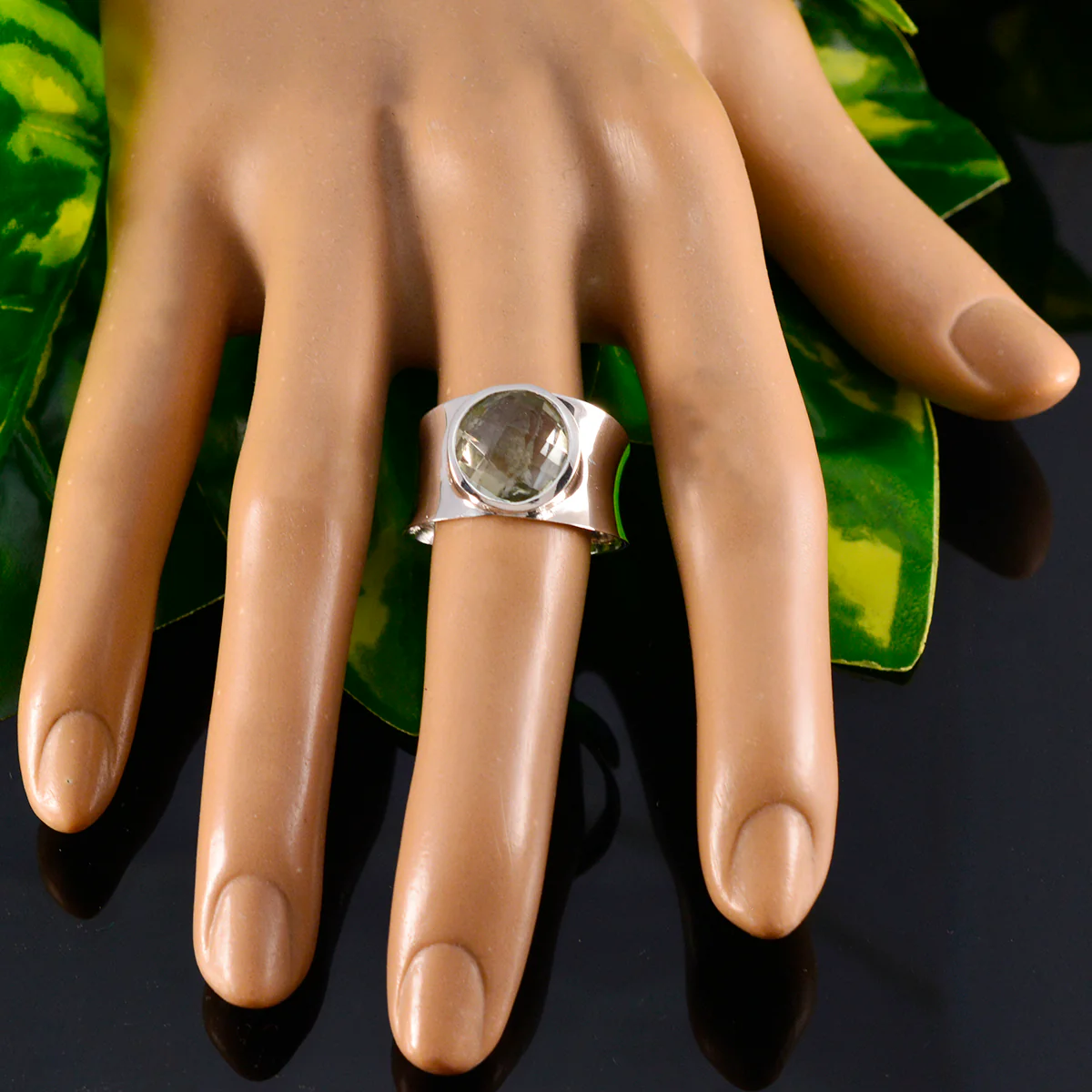 Green Amethyst Solitaire German 925 Silver Green Gems Edgy Armor Band Jewellery - Image 5