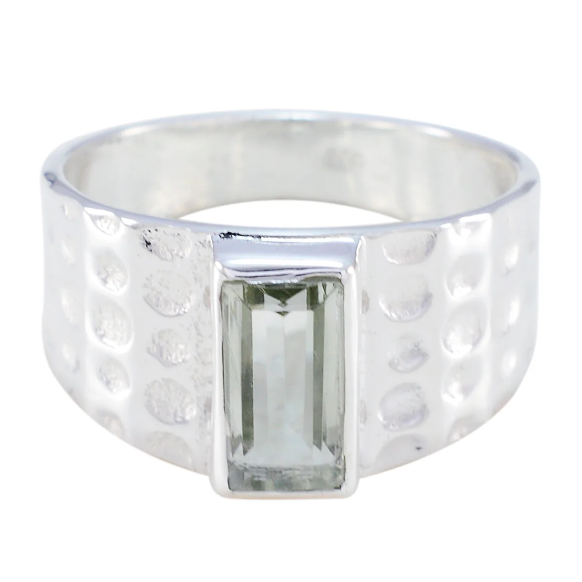 Green Amethyst Solitaire German Sterling Silver Green Gemstone Classic Signet Ring Jewellery