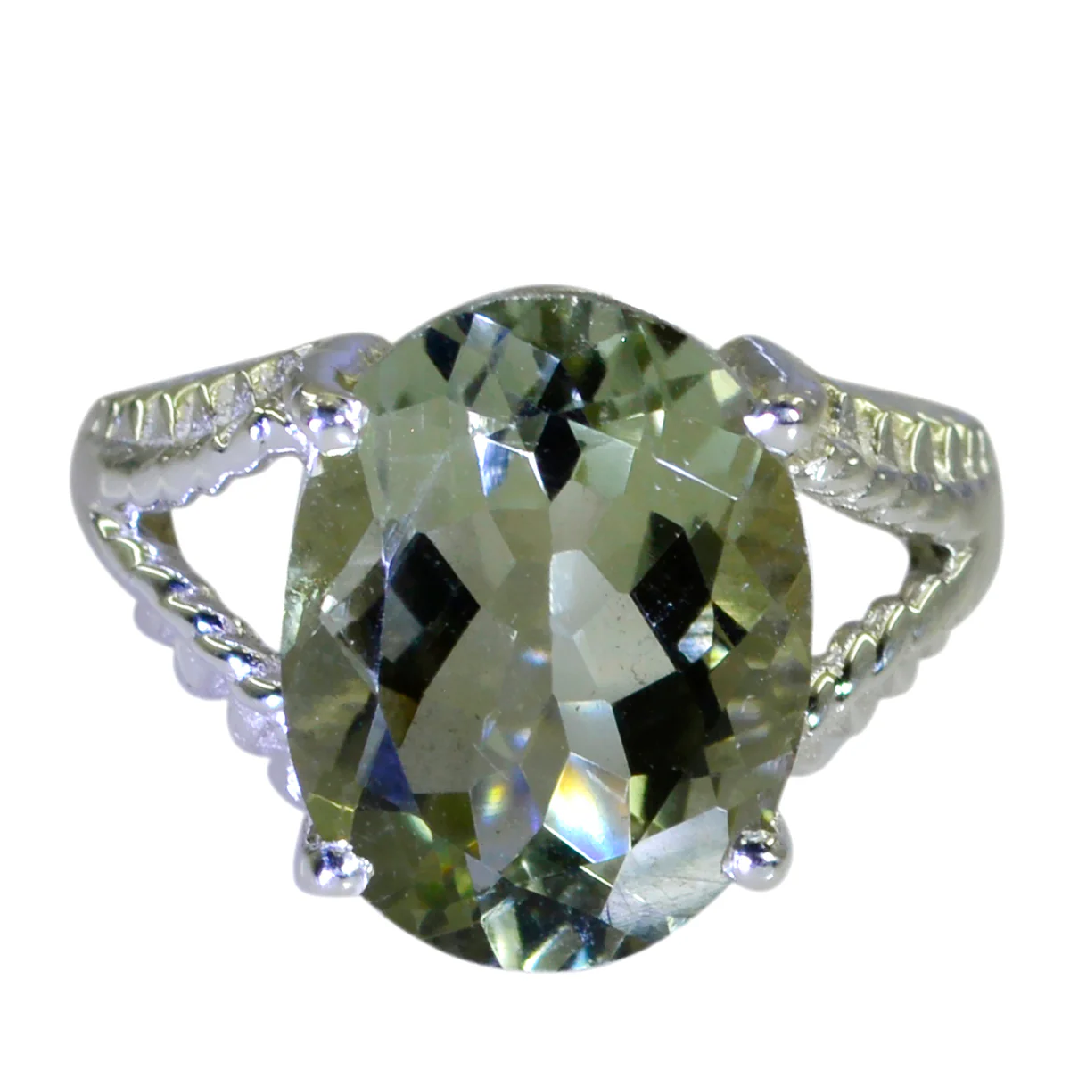 Green Amethyst Solitaire Indian 92.5 Silver Green Gems Mid-weight Luxurious Ring Jewellery - Image 3