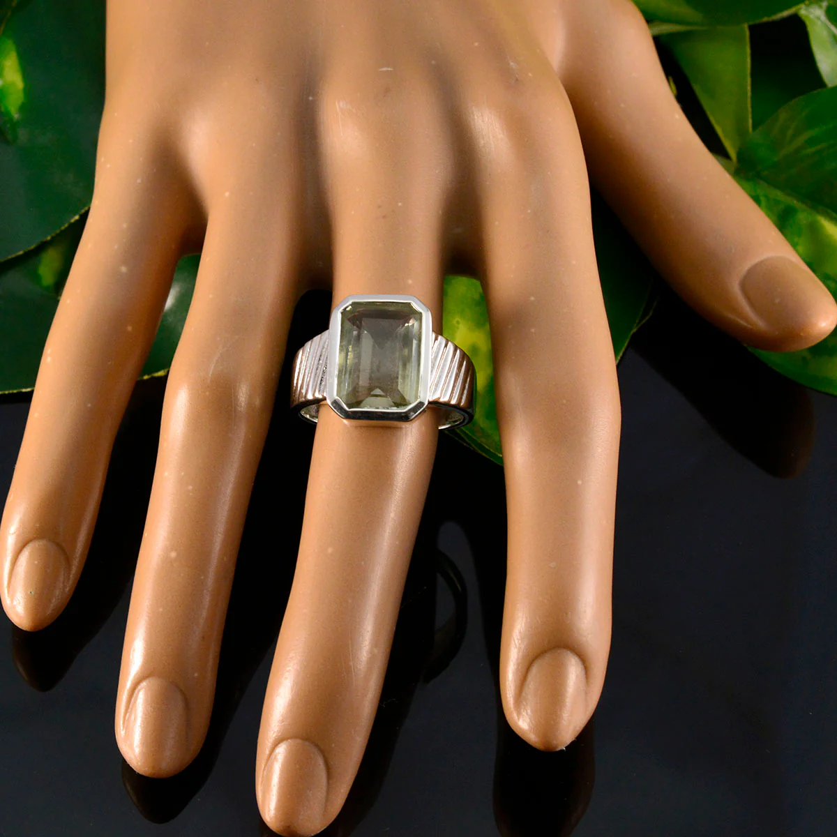 Green Amethyst Solitaire Indian 925 Sterling Silver Green Gemstone Versatile Modern Ring Jewellery - Image 5