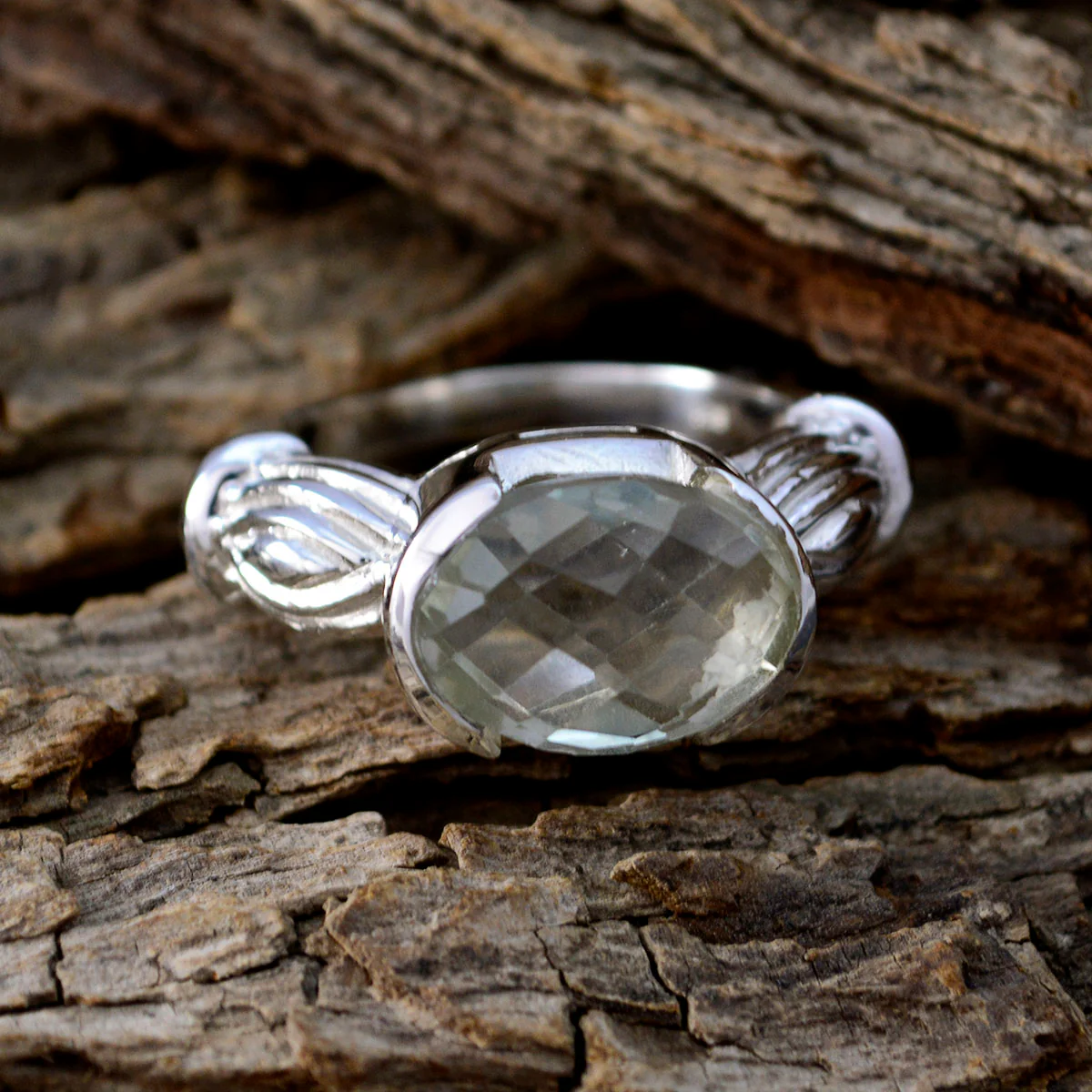 Green Amethyst Solitaire Italian 925 Sterling Silver Green Gemstone Edgy Armor Ring Jewelry - Image 4