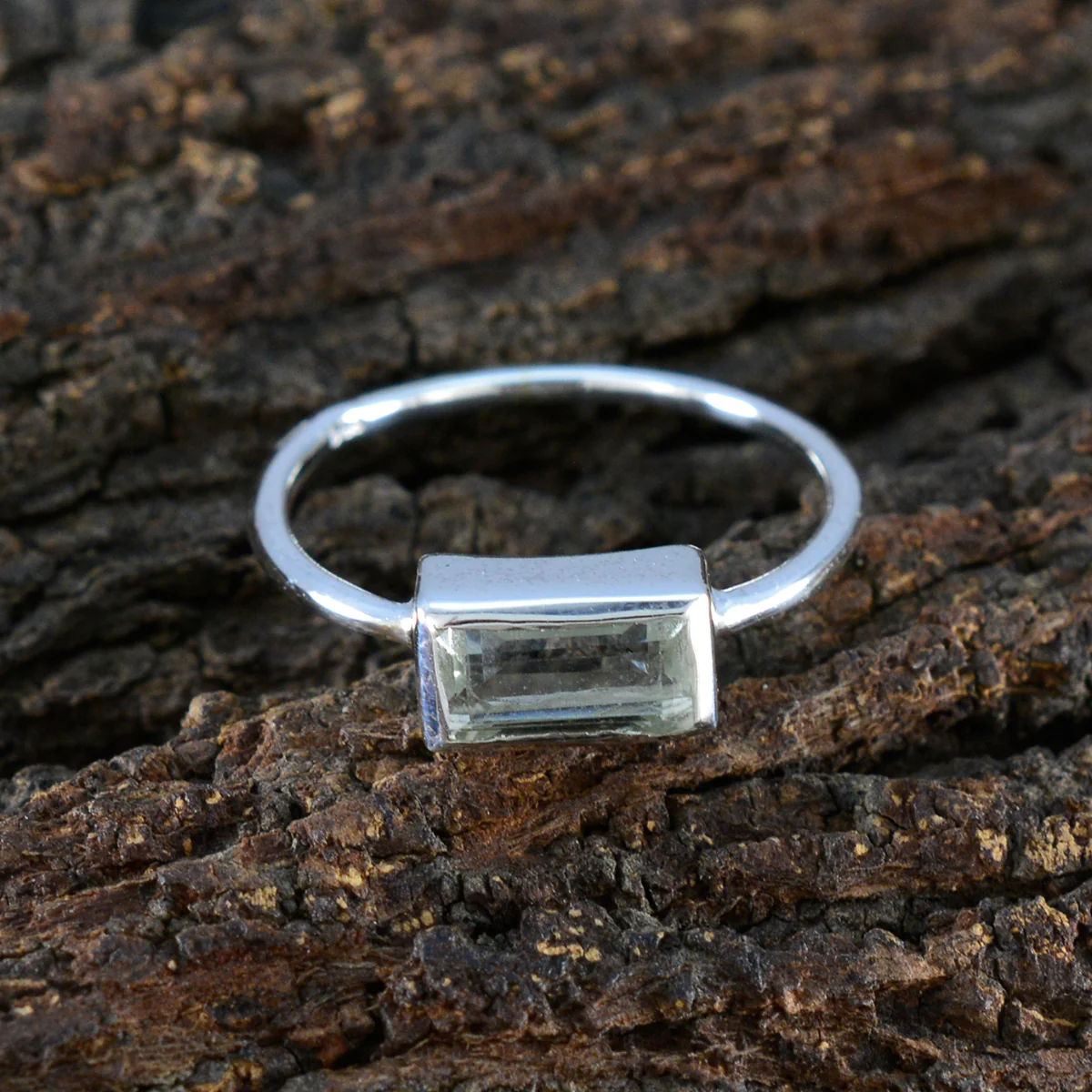 Green Amethyst Solitaire Japanese 92.5 Silver Green Gemstones Delicate Abstract Ring Jewellery - Image 3