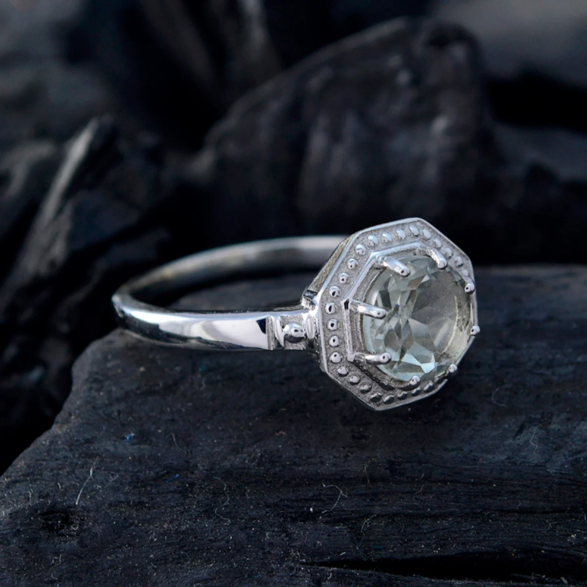 Green Amethyst Solitaire Japanese 925 Silver Green Gems Whisper-thin Sophisticated Ring Jewellery - Image 4