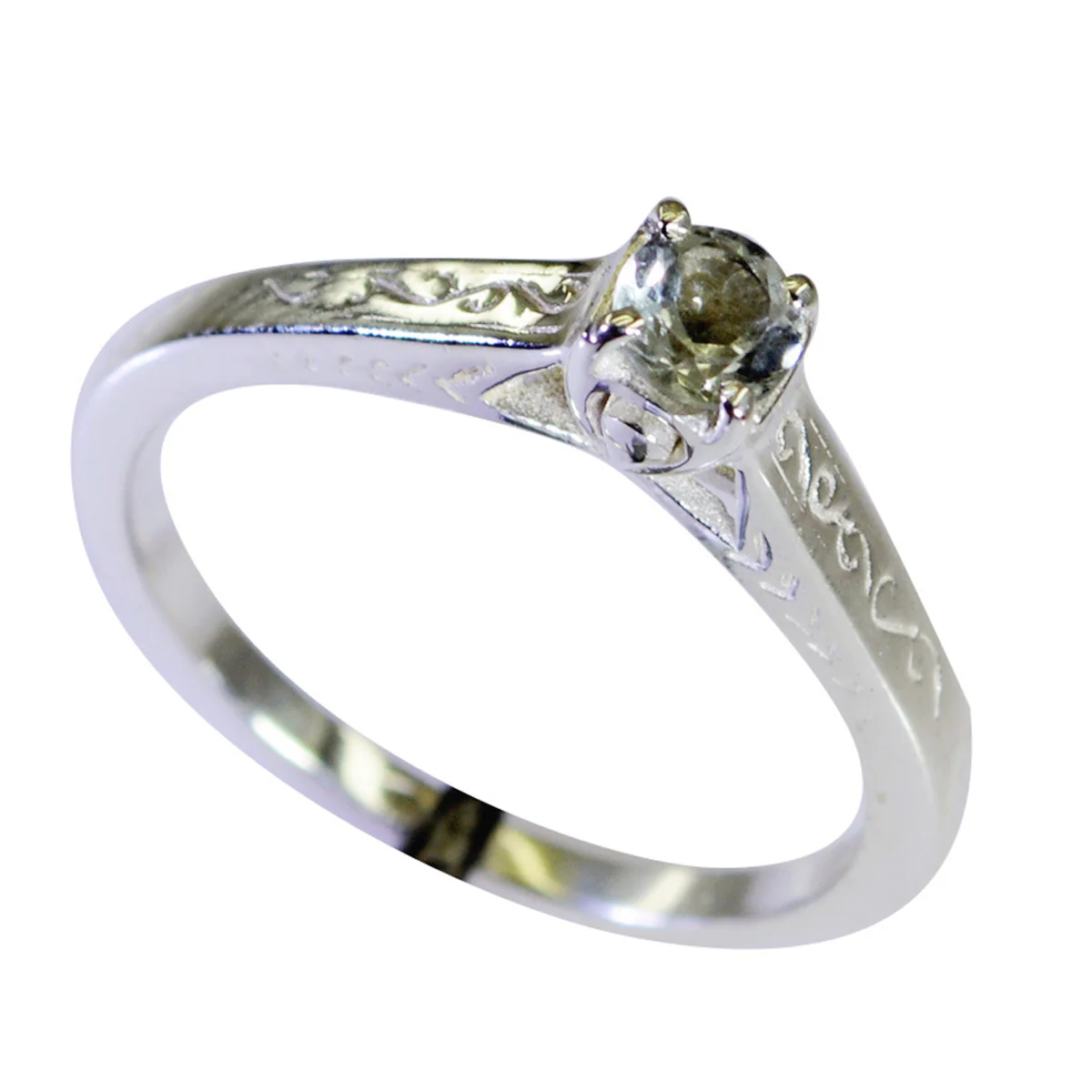 Green Amethyst Solitaire Japanese 925 Sterling Silver Green Gems Dainty Modern Ring Jewellery - Image 2