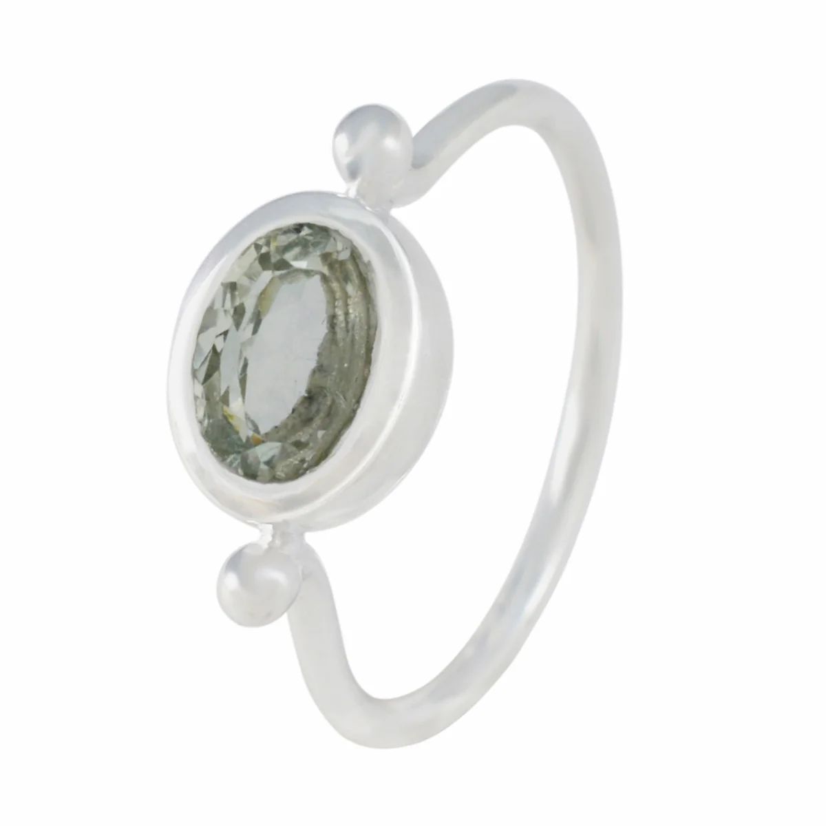 Green Amethyst Solitaire Korean 92.5 Silver Green Gemstones Dainty Modern Ring Jewellery - Image 2