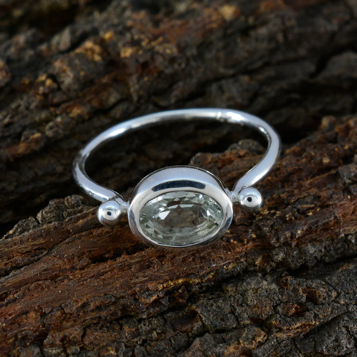 Green Amethyst Solitaire Korean 92.5 Silver Green Gemstones Dainty Modern Ring Jewellery - Image 3