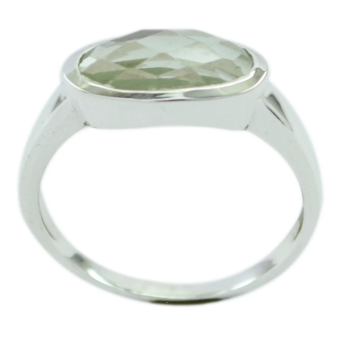 Green Amethyst Solitaire Korean Silver Green Gems Dainty Contemporary Ring Jewelry - Image 2