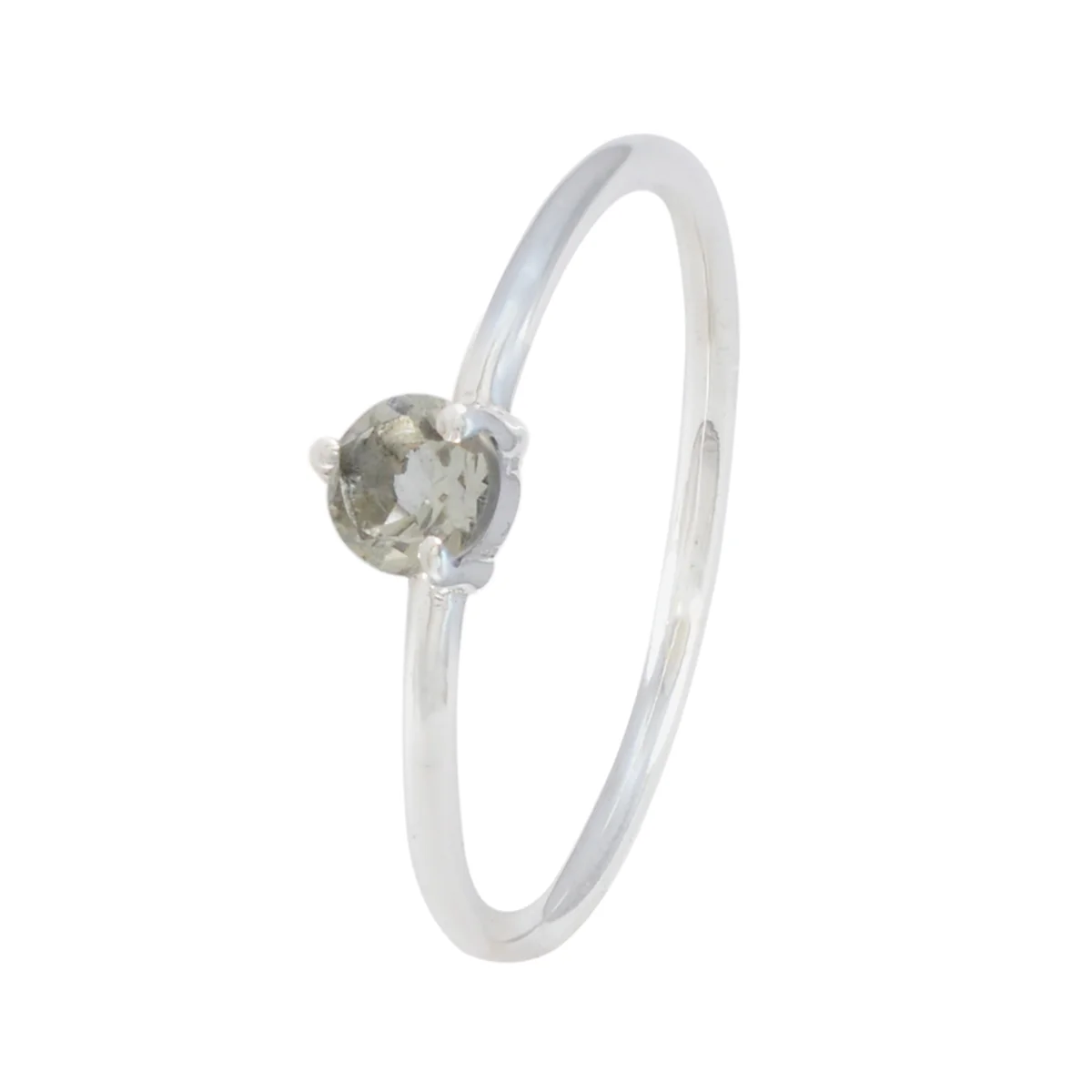 Green Amethyst Solitaire Korean Silver Green Gemstones Minimalist Graceful Ring Jewelry - Image 2