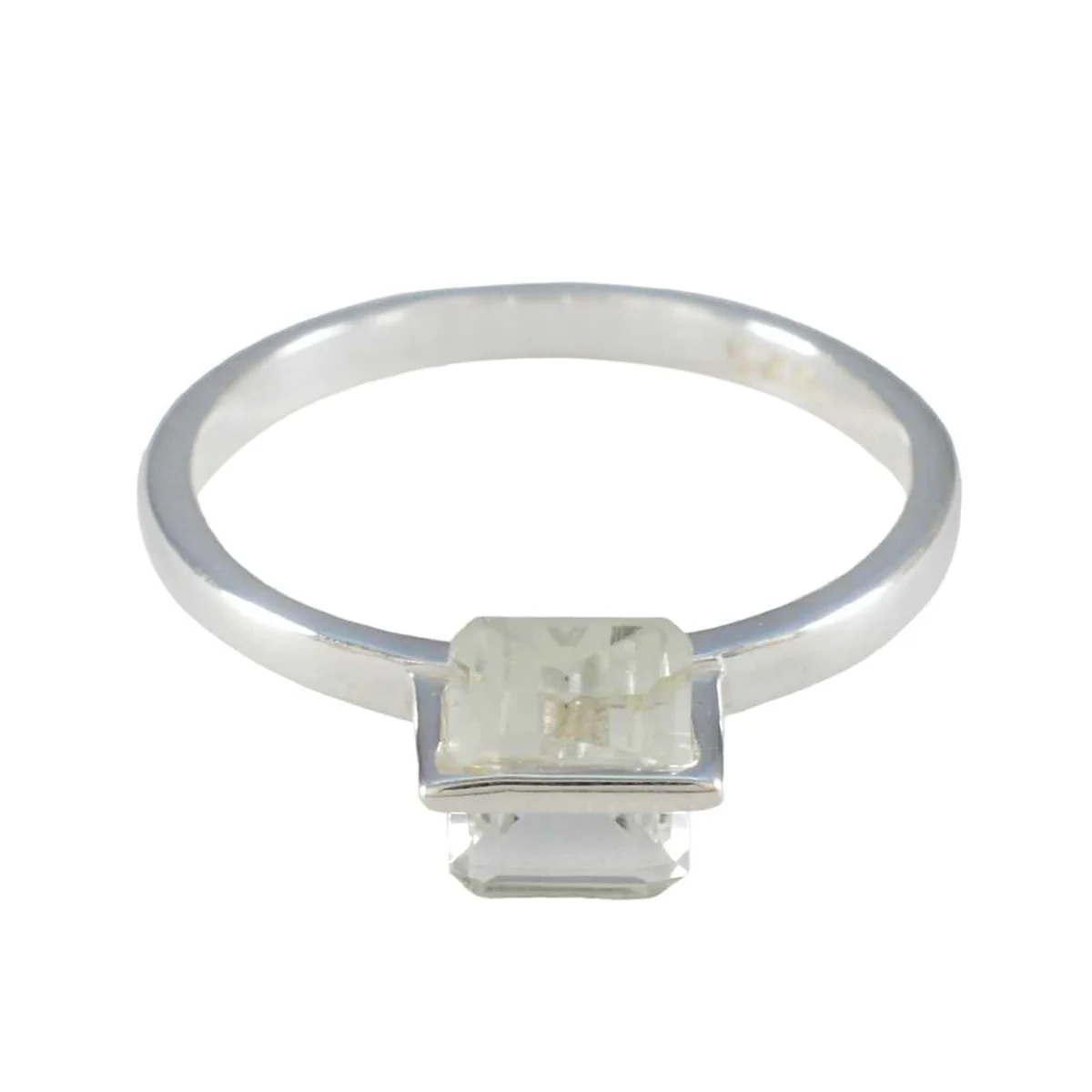 Green Amethyst Solitaire Korean Sterling Silver Green Gemstone Dainty Modern Ring Jewellery