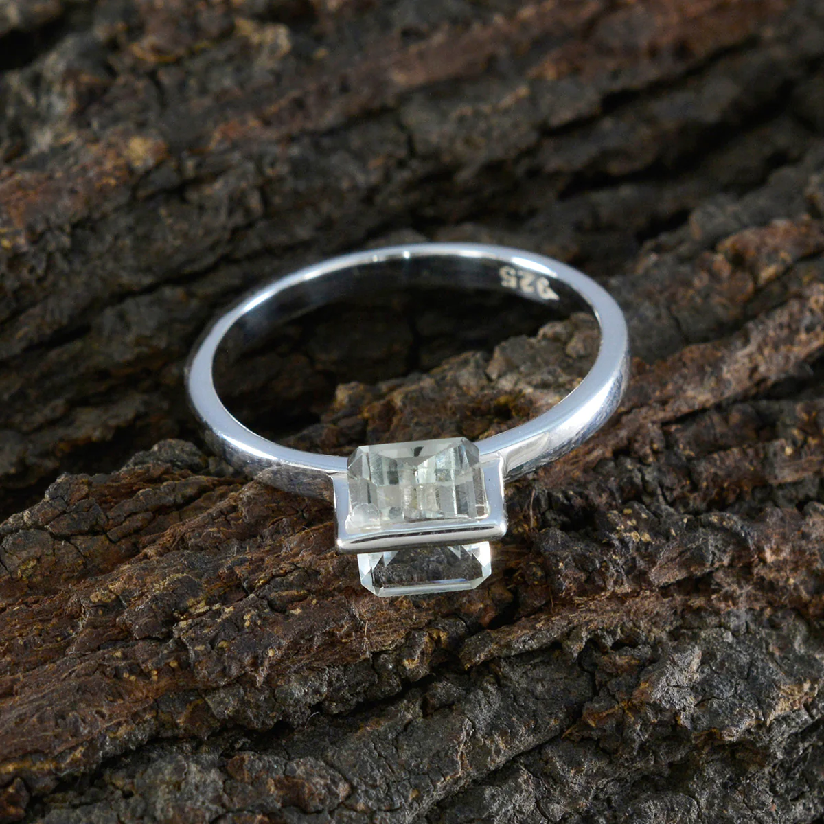 Green Amethyst Solitaire Korean Sterling Silver Green Gemstone Dainty Modern Ring Jewellery - Image 3