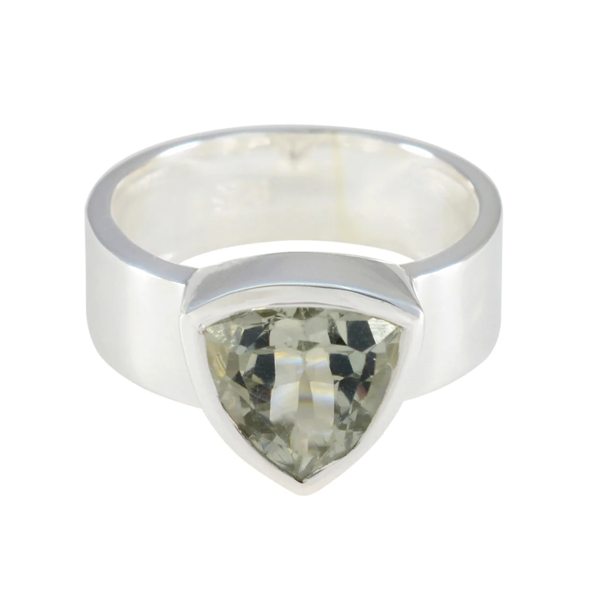 Green Amethyst Solitaire Moroccan Silver Green Gems Eye-catching Signet Band Jewellery