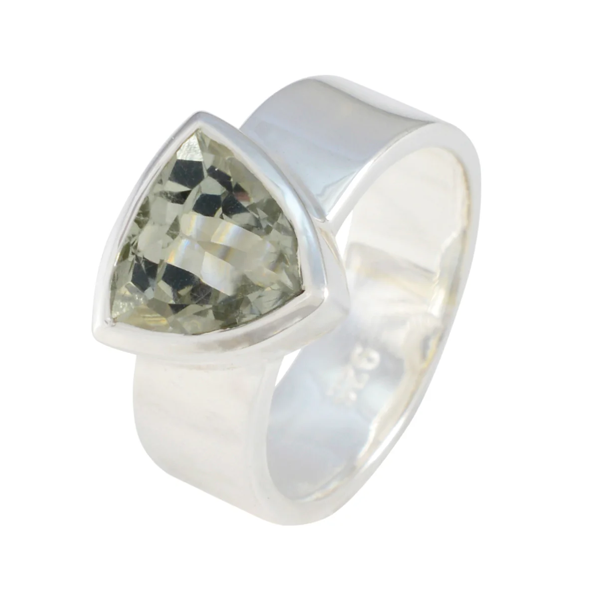 Green Amethyst Solitaire Moroccan Silver Green Gems Eye-catching Signet Band Jewellery - Image 2