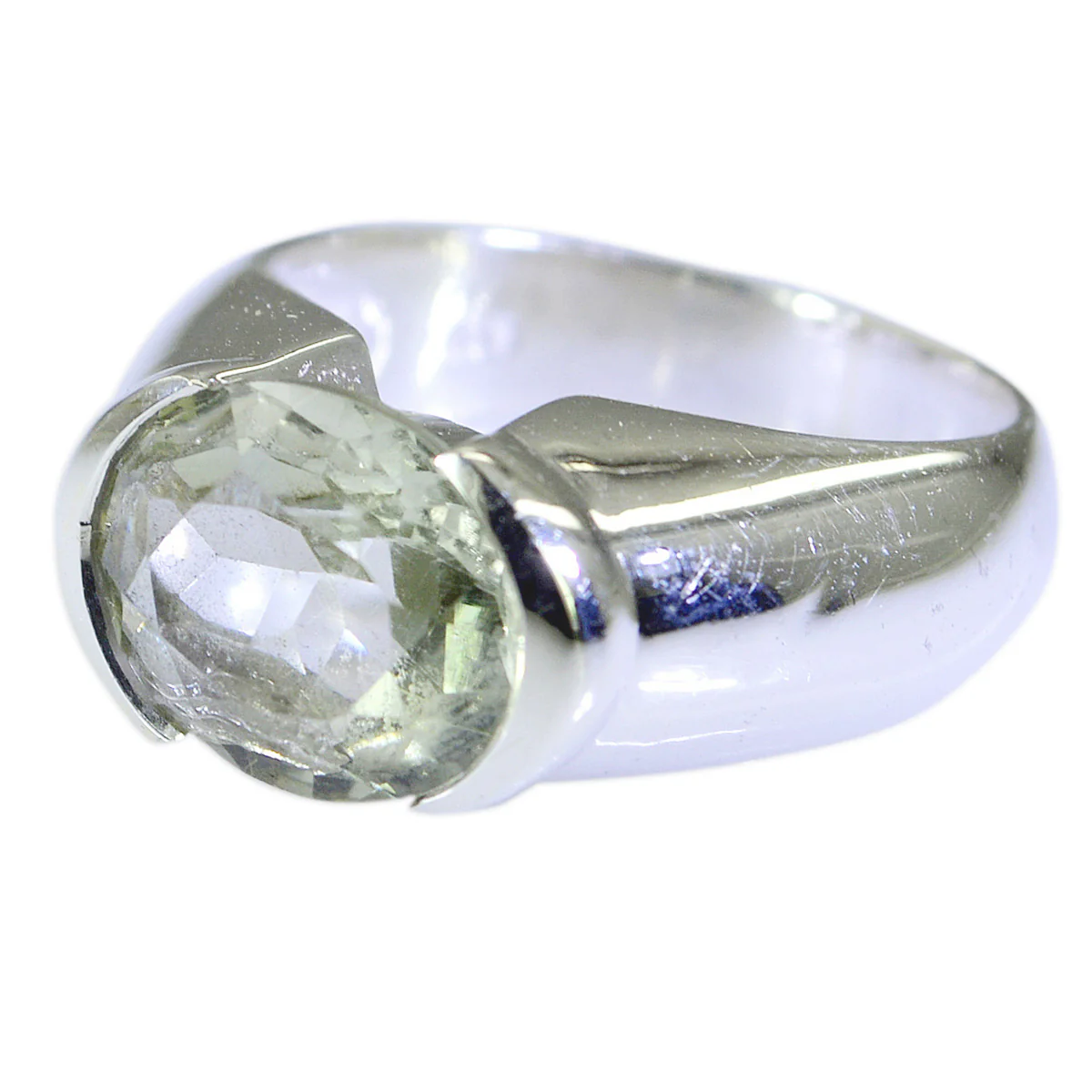 Green Amethyst Solitaire Moroccan Sterling Silver Green Gems Eye-catching Promise Ring Jewelry - Image 2