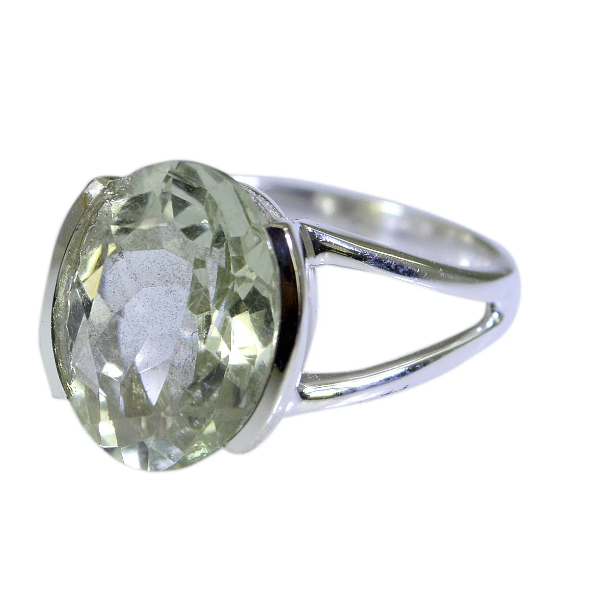 Green Amethyst Solitaire Russian 92.5 Silver Green Gems Mid-weight Sophisticated Ring Jewelry - Image 2