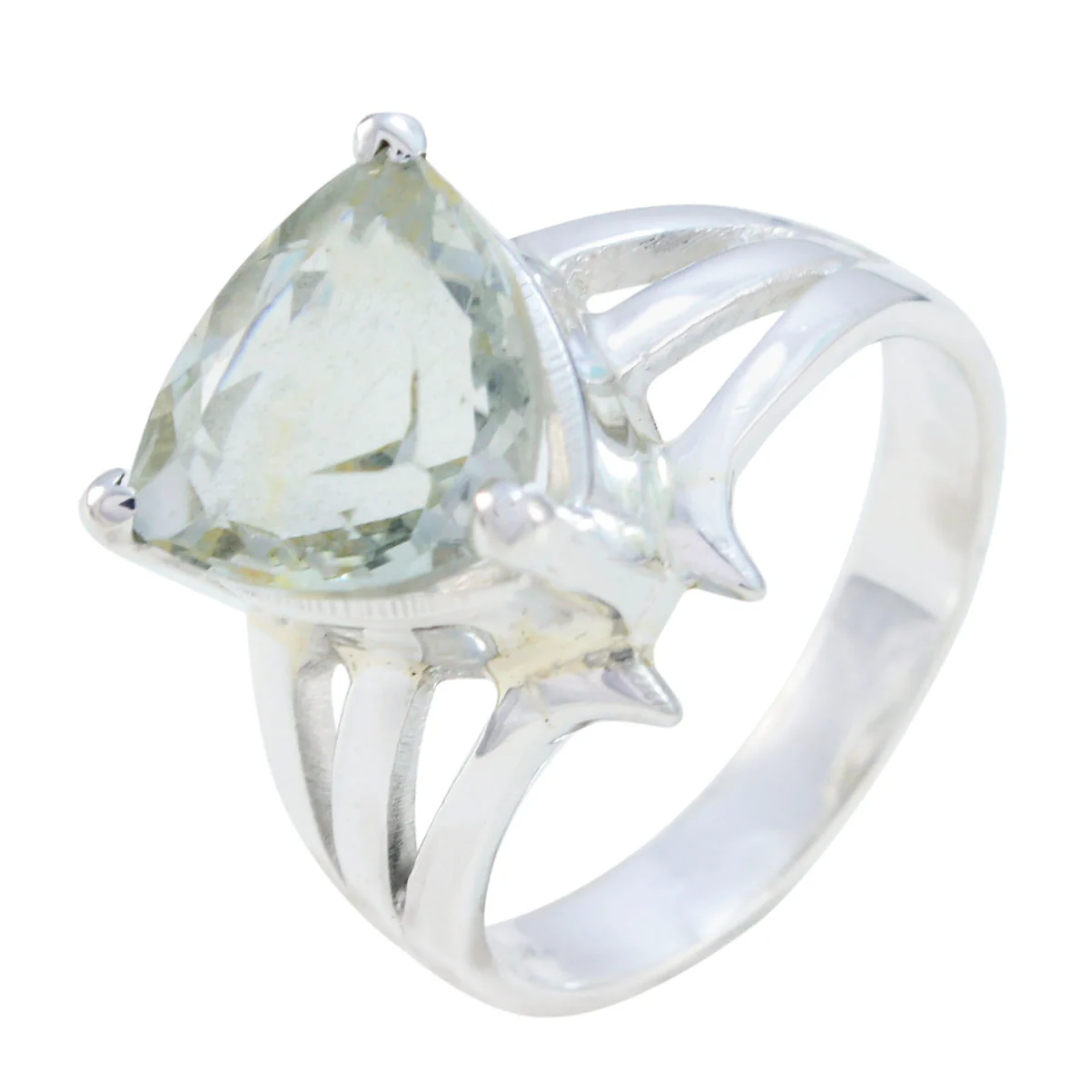 Green Amethyst Solitaire Russian 925 Sterling Silver Green Gems Classic Ethnic Ring Jewelry - Image 2