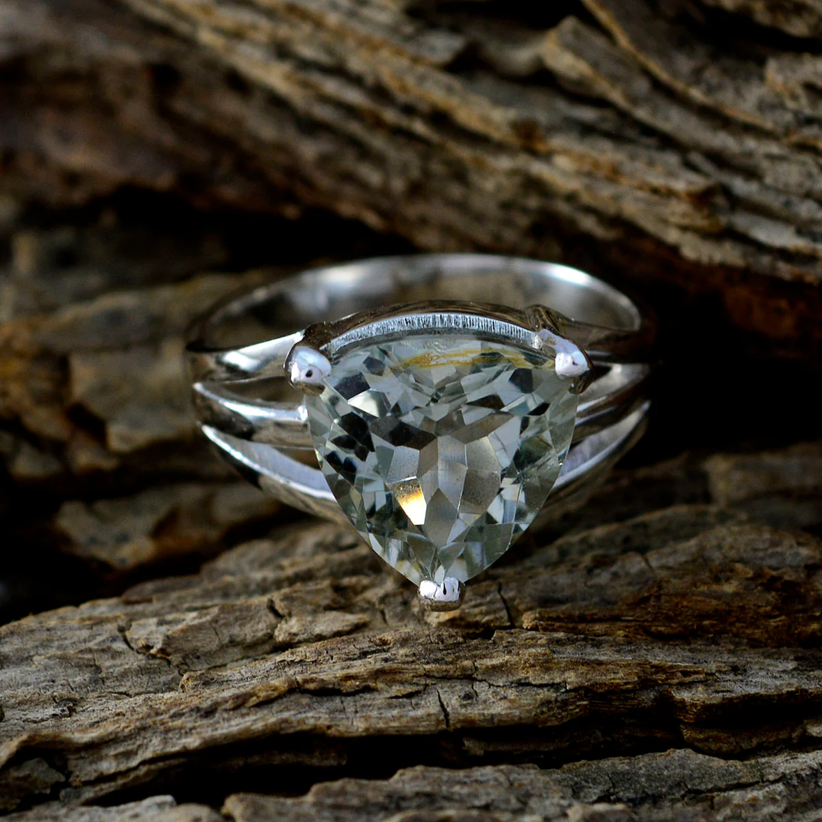 Green Amethyst Solitaire Russian 925 Sterling Silver Green Gems Classic Ethnic Ring Jewelry - Image 3