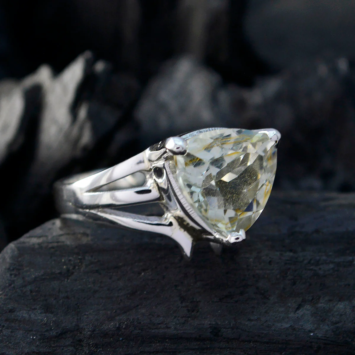 Green Amethyst Solitaire Russian 925 Sterling Silver Green Gems Classic Ethnic Ring Jewelry - Image 4