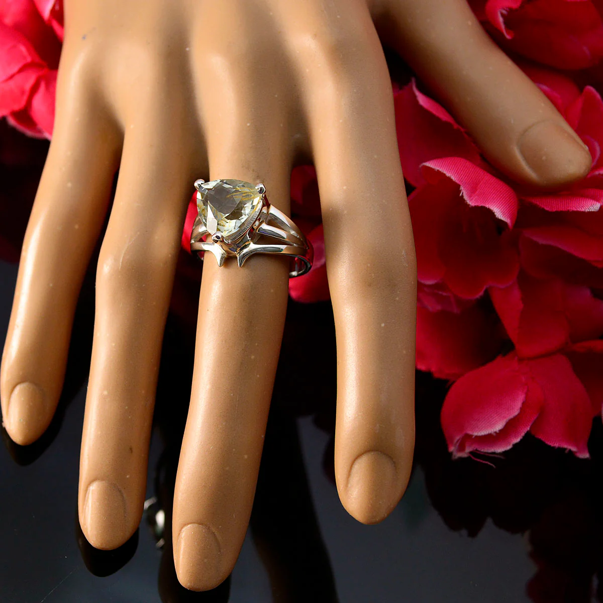 Green Amethyst Solitaire Russian 925 Sterling Silver Green Gems Classic Ethnic Ring Jewelry - Image 5