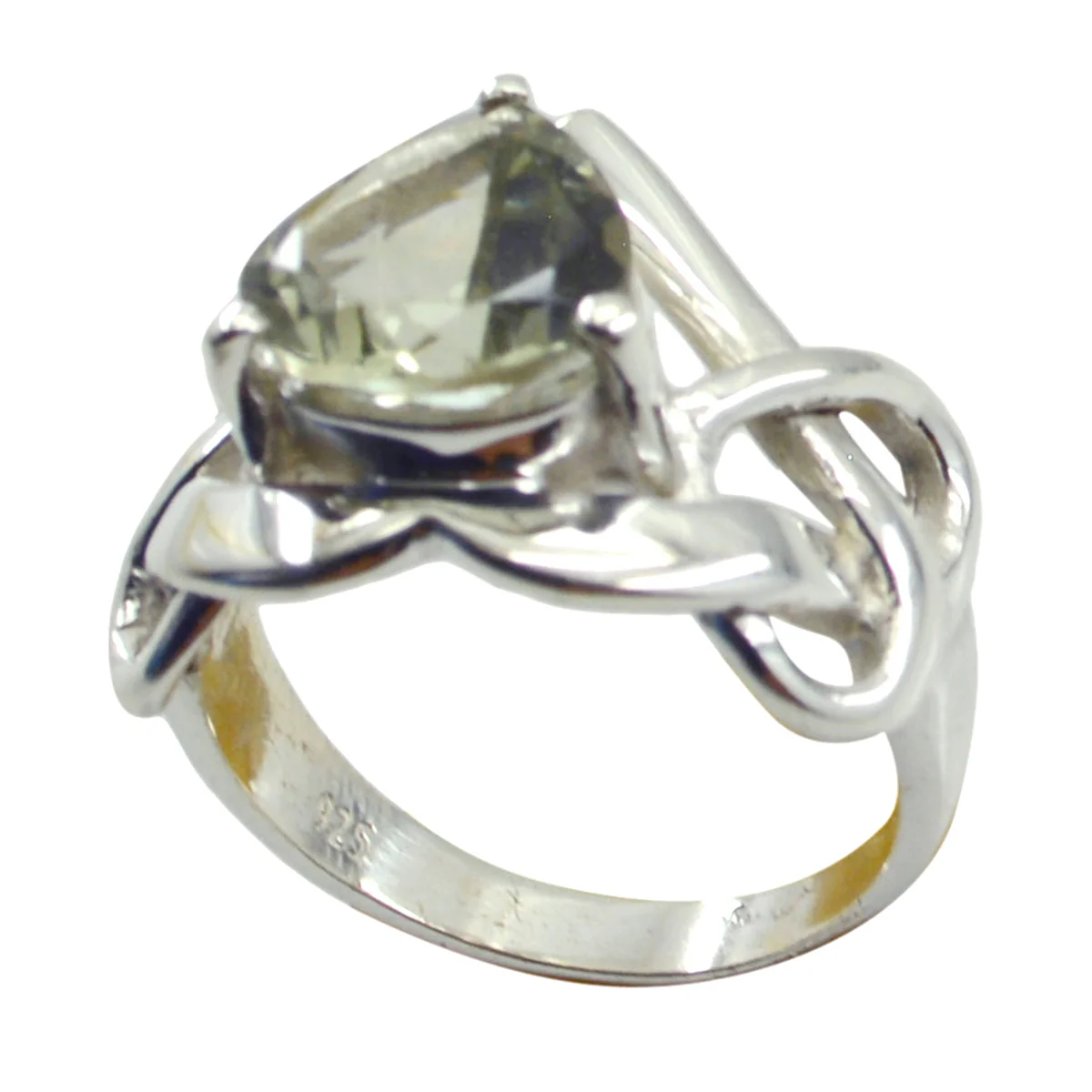 Green Amethyst Solitaire Russian Silver Green Gemstone Slim Romantic Ring Jewellery - Image 3