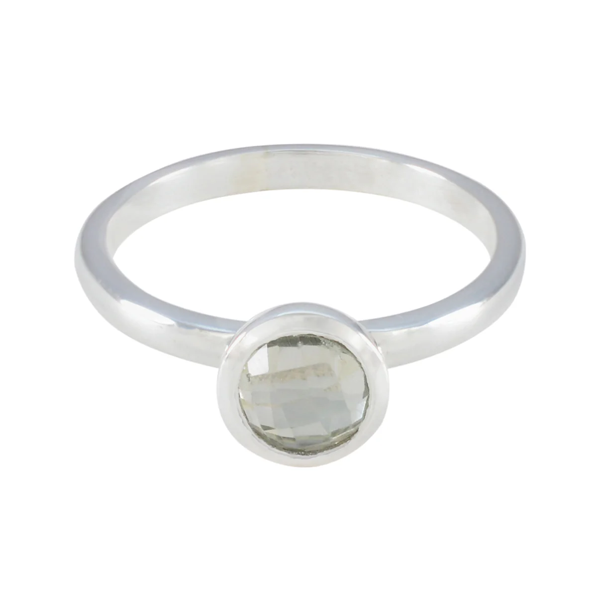 Green Amethyst Solitaire Turkish 925 Silver Green Gemstone Dainty Abstract Ring Jewelry