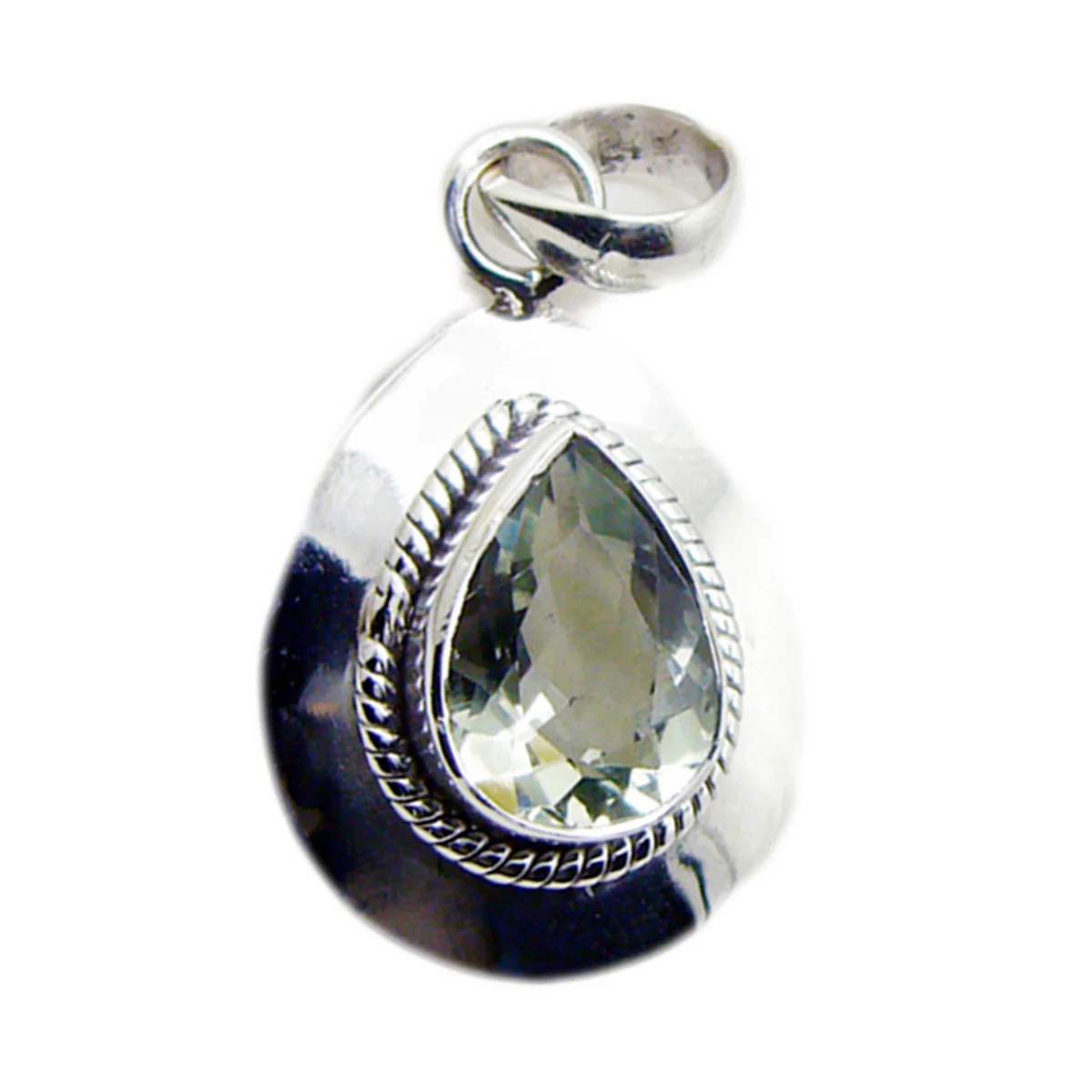 Green Amethyst Statement American 92.5 Silver Solitaire Mia Rope-Wire Green Pendant Jewellery - Image 2