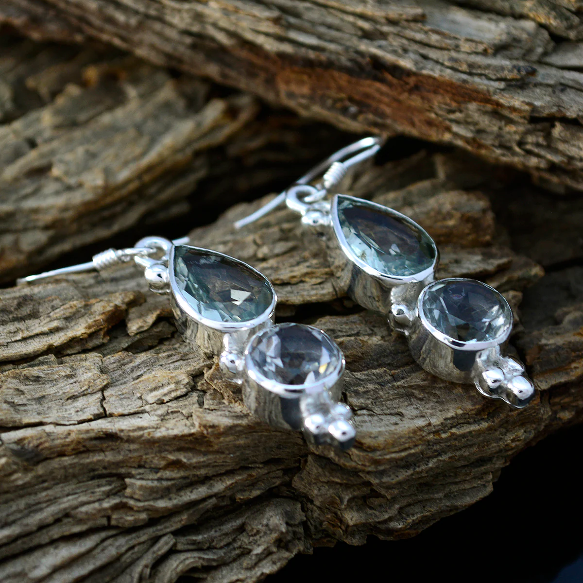 Green Amethyst Turkish Ying multiple Dangle Green 92.5 Silver Earring - Image 3