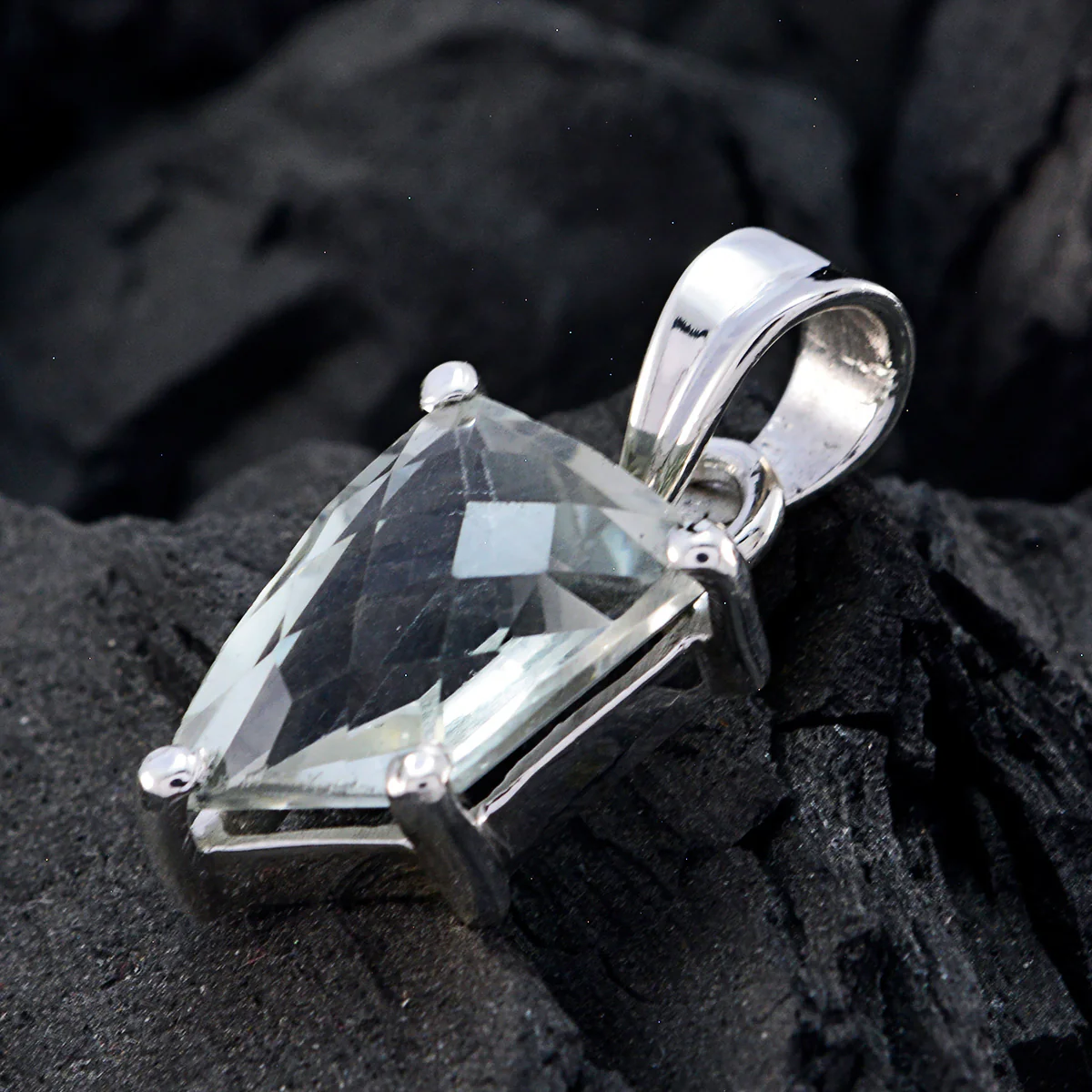 Green Amethyst Whisper-thin Egyptian Silver Solitaire Bianca Luxurious Green Pendant Jewelry - Image 3