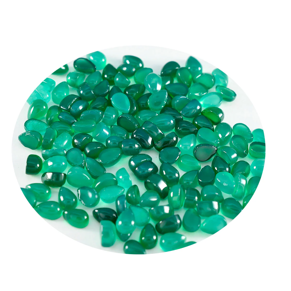 Green Onyx 10PC Tiny 4x6 MM Pear Cabochon Green Sparkling semi Precious Loose Gemstone - Image 2