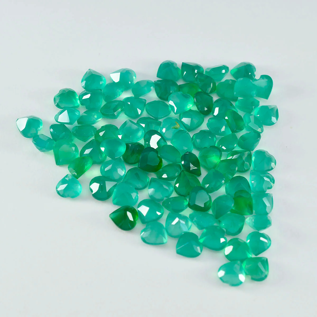 Green Onyx 10PC Tiny 5x5 MM Heart Faceted Green Sparkling Semi Precious Gems - Image 2