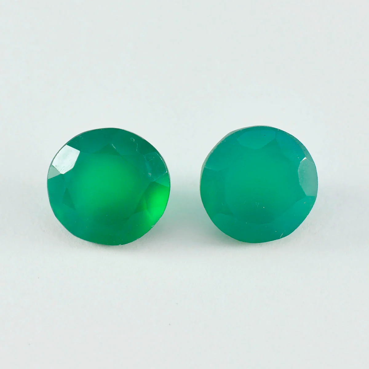 Green Onyx 1PC Chunky 14x14 MM Round Faceted Green Genuine Semi Precious Loose Gems - Image 2