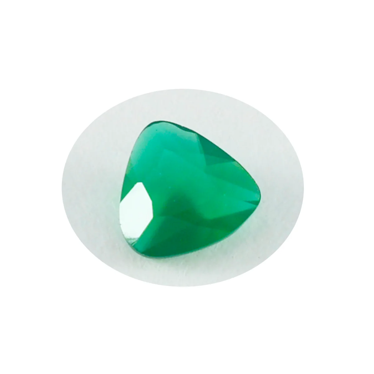 Green Onyx 1PC Chunky 14x14 MM Triangle Faceted Green Genuine Semi Precious Loose Gems