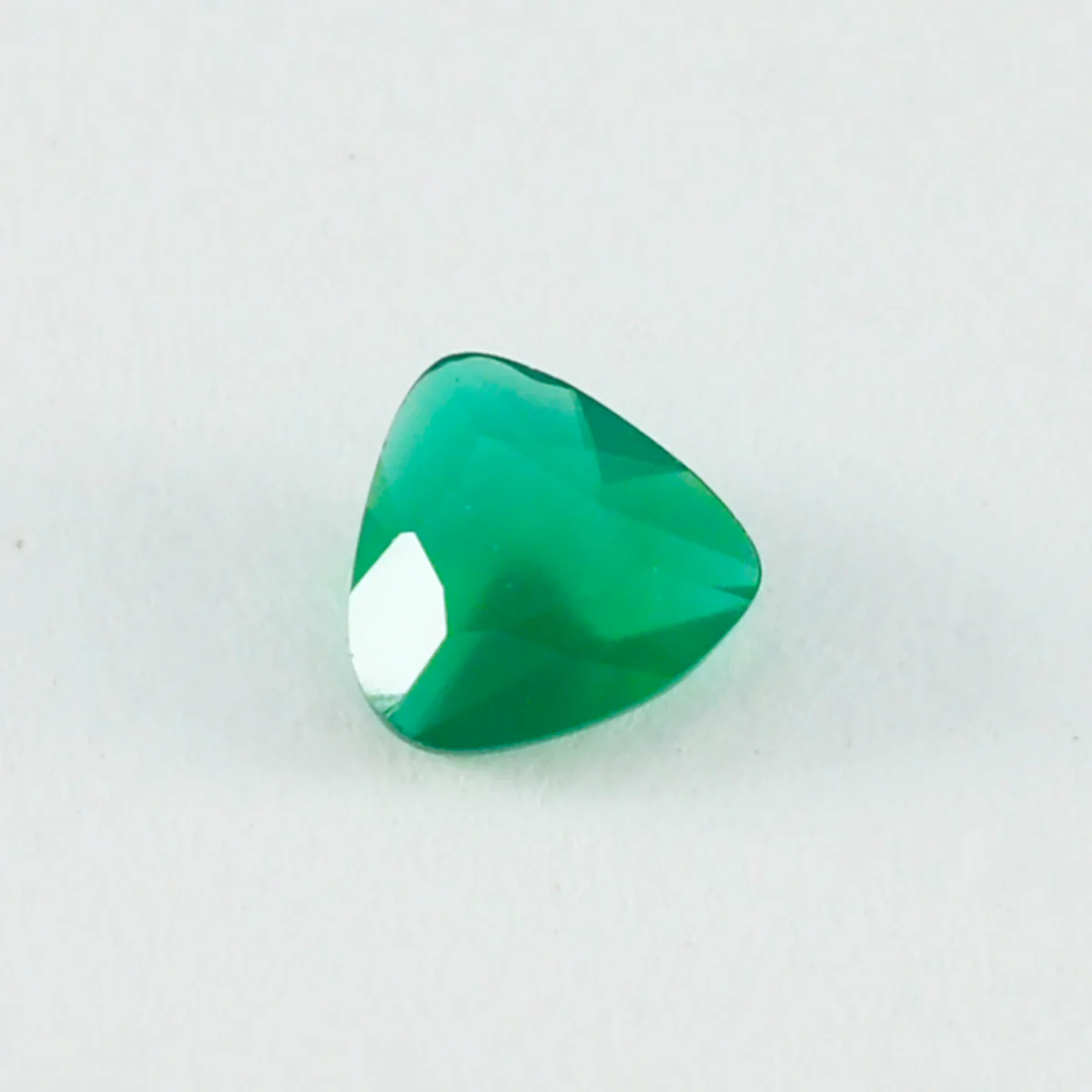 Green Onyx 1PC Chunky 14x14 MM Triangle Faceted Green Genuine Semi Precious Loose Gems - Image 3
