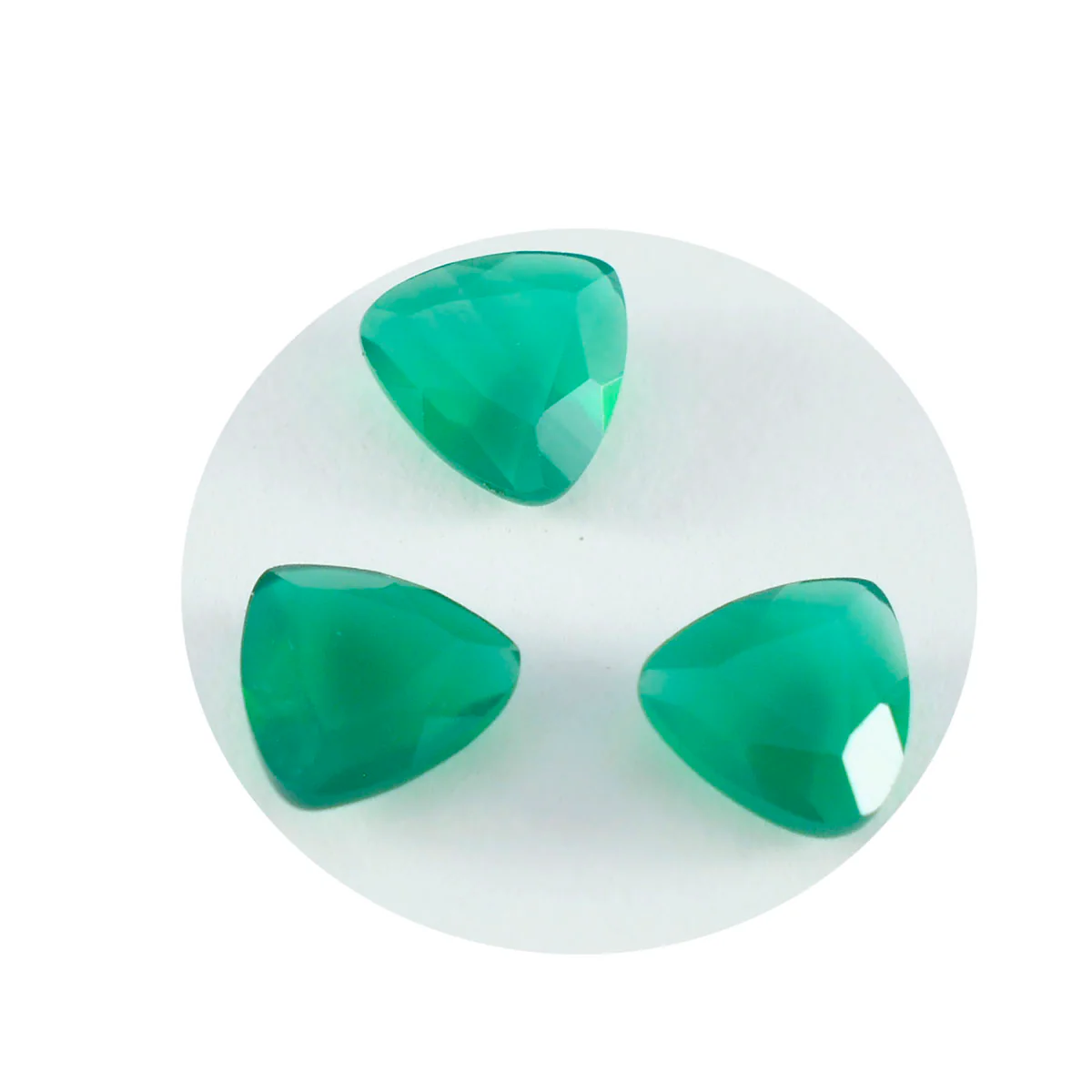 Green Onyx 1PC Chunky 16x16 MM Triangle Faceted Green Pure Semi Precious Loose Gemstones - Image 2