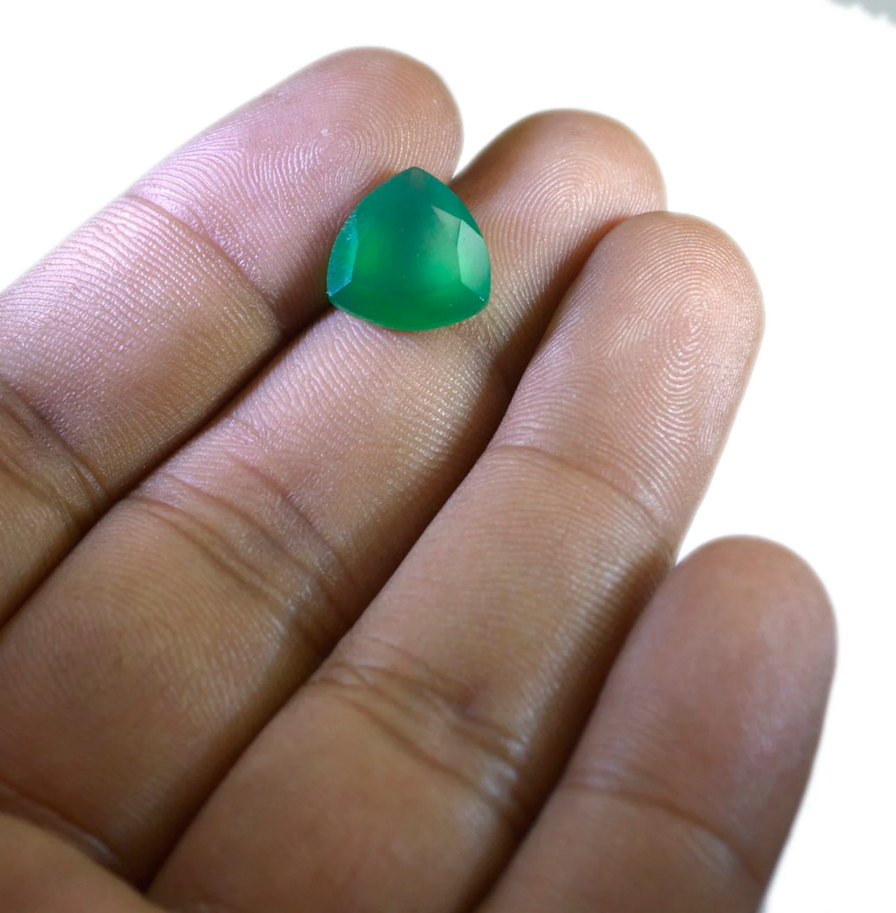 Green Onyx 1PC Large 12x12 MM Triangle Faceted Green High-Quality Semi Precious Loose Gemstones - Image 3