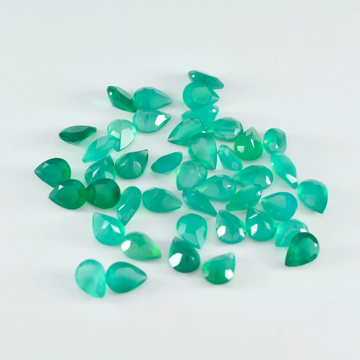 Green Onyx 1PC Large 8x12 MM Pear Faceted Green Lustrous Semi Precious Gems - Image 4