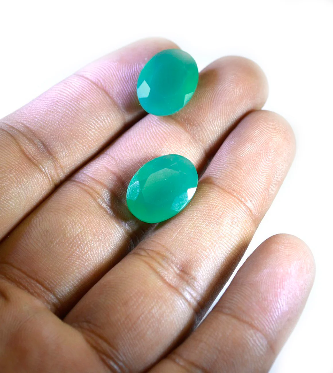 Green Onyx 1PC Medium 7x10 MM Oval Faceted Green Shine Semi Precious Loose Gemstones - Image 3