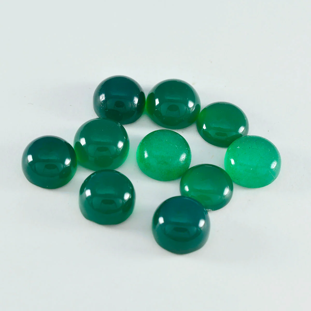 Green Onyx 1PC Small 8x8 MM Round Cabochon Green Shine semi Precious Loose Gems - Image 2
