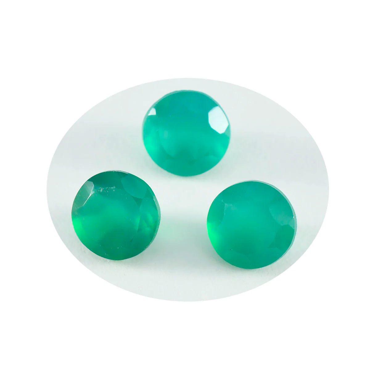 Green Onyx 1PC Small 8x8 MM Round Faceted Green Luster Semi Precious Loose Gemstones