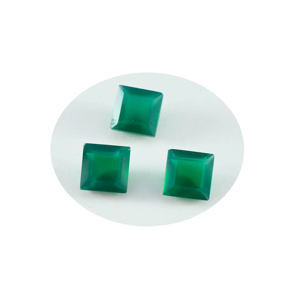 Green Onyx 1PC Small 8x8 MM Square Faceted Green Luster Semi Precious Loose Gemstones