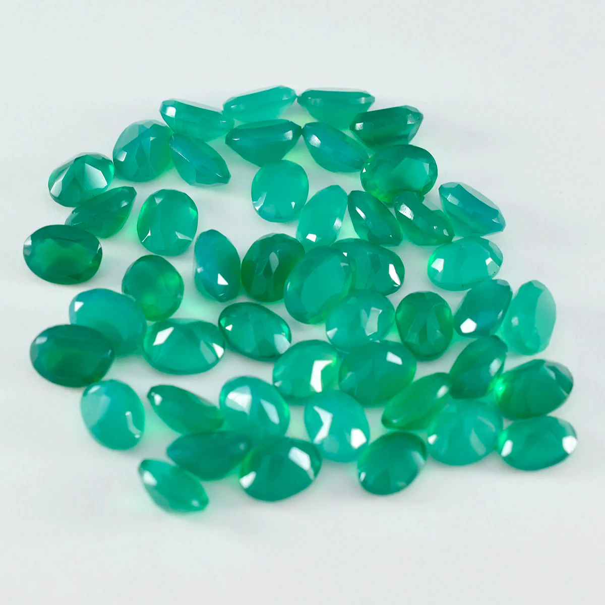 Green Onyx 1PC Tiny 5x7 MM Oval Faceted Green Polished Semi Precious Loose Gemstones - Image 2