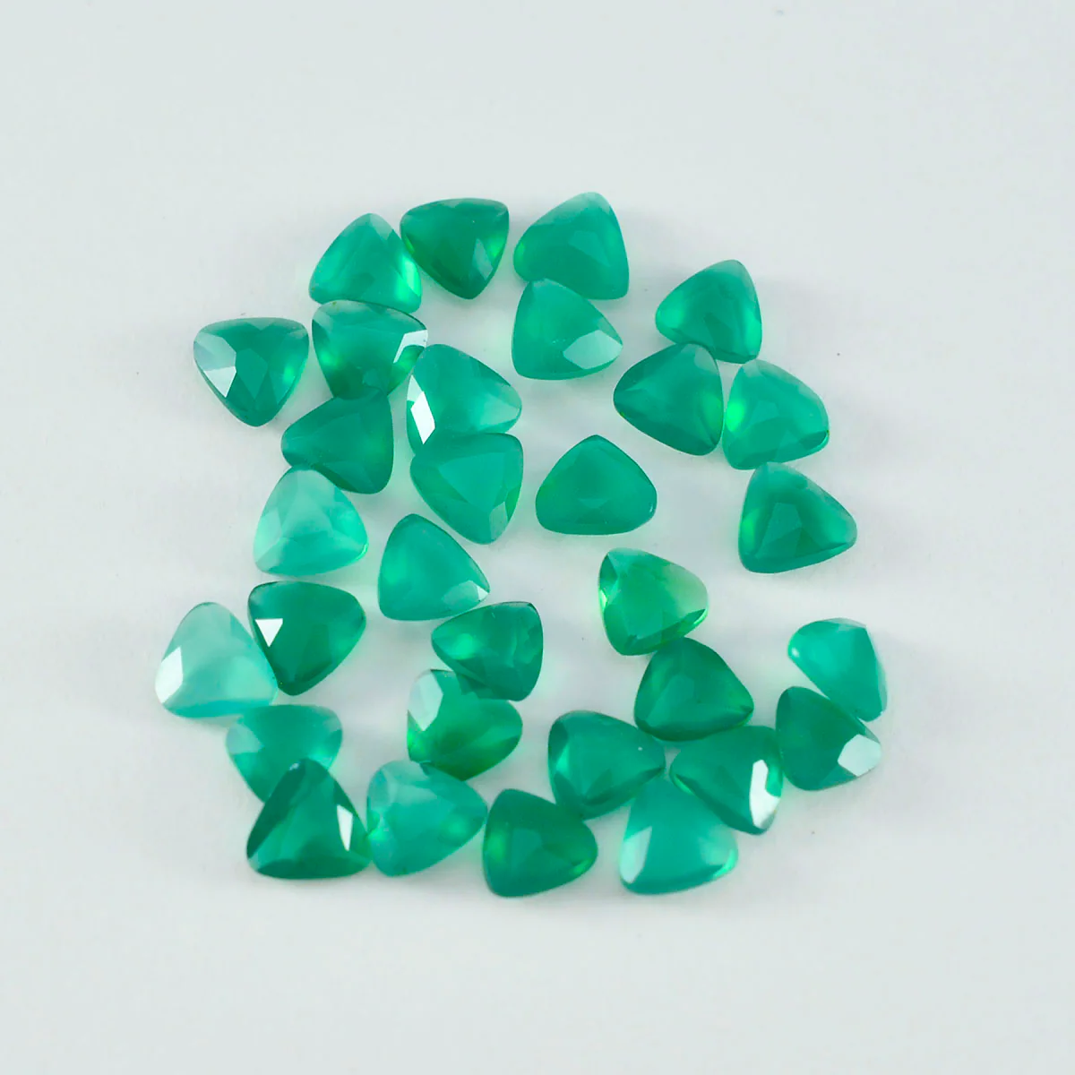 Green Onyx 1PC Tiny 6x6 MM Triangle Faceted Green Polished Semi Precious Loose Gems - Image 2