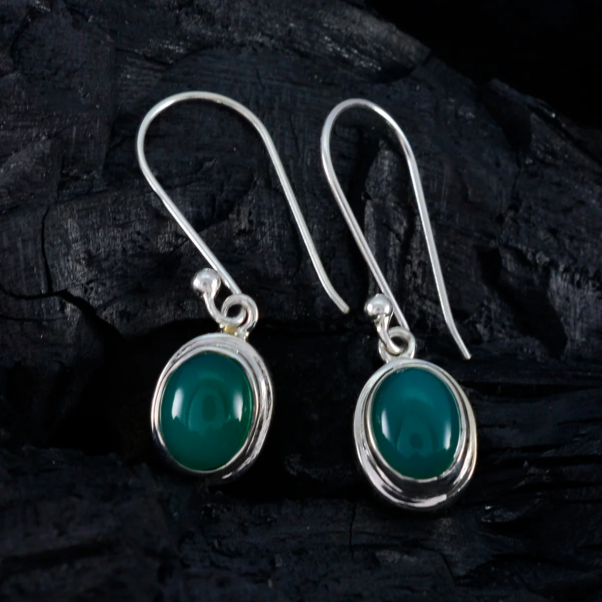 Green Onyx German Carla multiple Dangle Green Silver Earring - Image 2