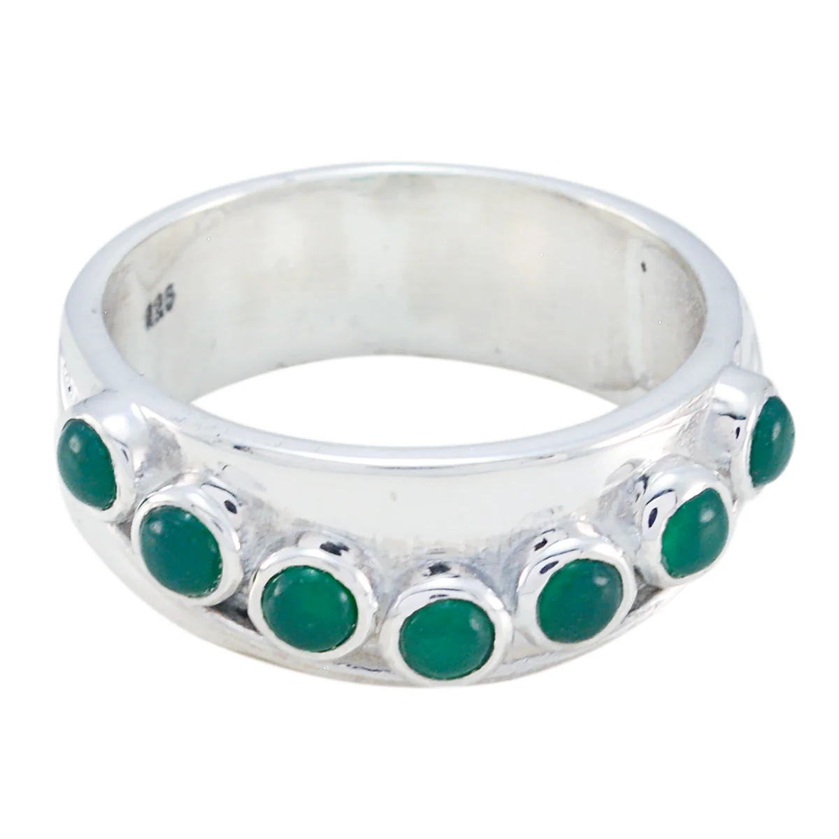 Green Onyx Hepta Moroccan 925 Sterling Silver Green Gemstone Eye-catching Eternity Band Jewellery