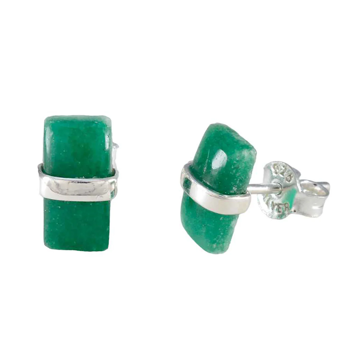 Green Onyx Middle Eastern Gabriela Solitaire Stud Green 92.5 Silver Earring - Image 2